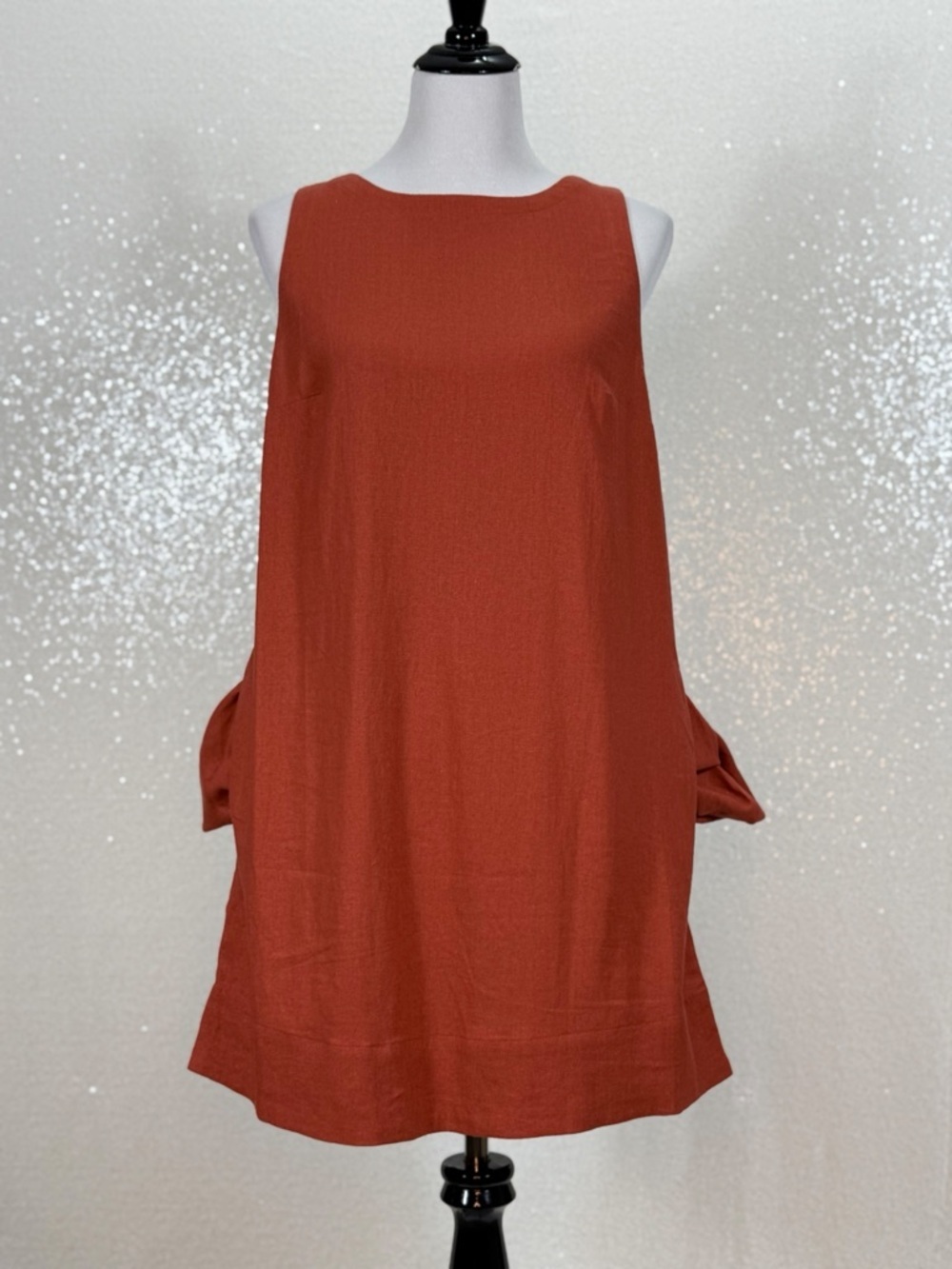 Old Navy Linen Blend Tank Dress Small Rust Orange Sleeveless Shift Dress - Picture 7 of 10